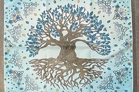 Tree of Life Altar Cloth, Tarot Cloth, Altar Decor, Tapestry, Dice Mat, Centerpiece