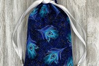 Peacock Feathers Tarot Bag/ Custom Tarot Pouch/ Keepsake Bag / Drawstring Bag / Oracle Bag / Crystal Bag / Tarot Pouch / Cosmetic Bag