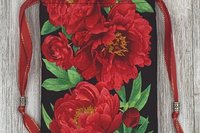 Red Floral Tarot Bag/ Custom Tarot Pouch/ Keepsake Bag / Drawstring Bag / Oracle Bag / Crystal Bag / Tarot Pouch / Cosmetic Bag