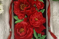 Red Floral Tarot Bag/ Custom Tarot Pouch/ Keepsake Bag / Drawstring Bag / Oracle Bag / Crystal Bag / Tarot Pouch / Cosmetic Bag