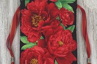 Red Floral Tarot Bag/ Custom Tarot Pouch/ Keepsake Bag / Drawstring Bag / Oracle Bag / Crystal Bag / Tarot Pouch / Cosmetic Bag