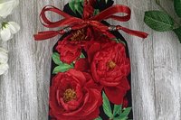 Red Floral Tarot Bag/ Custom Tarot Pouch/ Keepsake Bag / Drawstring Bag / Oracle Bag / Crystal Bag / Tarot Pouch / Cosmetic Bag