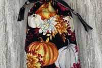 Pumpkin Floral Bag/ Custom Tarot Pouch/ Keepsake Bag / Drawstring Bag / Oracle Bag / Crystal Bag / Tarot Pouch / Cosmetic Bag