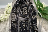 Witchy Card Design Tarot Bag/ Custom Tarot Pouch/ Keepsake Bag / Drawstring Bag / Oracle Bag / Crystal Bag / Tarot Pouch / Cosmetic Bag