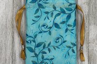 Blue Leaves Tarot Bag/ Custom Tarot Pouch/ Keepsake Bag / Drawstring Bag / Oracle Bag / Crystal Bag / Tarot Pouch / Cosmetic Bag