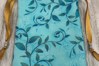 Blue Leaves Tarot Bag/ Custom Tarot Pouch/ Keepsake Bag / Drawstring Bag / Oracle Bag / Crystal Bag / Tarot Pouch / Cosmetic Bag