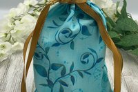 Blue Leaves Tarot Bag/ Custom Tarot Pouch/ Keepsake Bag / Drawstring Bag / Oracle Bag / Crystal Bag / Tarot Pouch / Cosmetic Bag