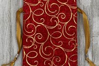 Gold Scrolls Tarot Bag/ Custom Tarot Pouch/ Keepsake Bag / Drawstring Bag / Oracle Bag / Crystal Bag / Tarot Pouch / Cosmetic Bag