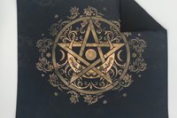 Triple Moon Pentacle Altar Cloth, Tarot Cloth, Altar Decor, Double Sided Altar Cloth, Wall Hanging, Dice Mat, Centerpiece