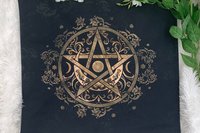 Triple Moon Pentacle Altar Cloth, Tarot Cloth, Altar Decor, Double Sided Altar Cloth, Wall Hanging, Dice Mat, Centerpiece