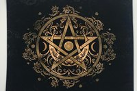 Triple Moon Pentacle Altar Cloth, Tarot Cloth, Altar Decor, Double Sided Altar Cloth, Wall Hanging, Dice Mat, Centerpiece