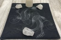 MINI Altar Cloth - Koi Fish, Tarot Cloth, Traveling Altar Cloth, Portable Altar Cloth, Small Spaces Altar, Home Office Altar