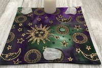 MINI Altar Cloth - Sun Moon, Tarot Cloth, Traveling Altar Cloth, Portable Altar Cloth, Small Spaces Altar, Home Office Altar