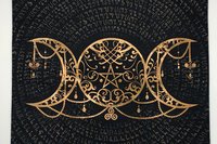 Triple Moon Altar Cloth, Tarot Cloth, Altar Decor, Double Sided Altar Cloth, Wall Hanging, Dice Mat, Centerpiece