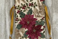 Poinsettia Tarot Bag/ Custom Tarot Pouch/ Keepsake Bag / Drawstring Bag / Oracle Bag / Crystal Bag / Tarot Pouch / Cosmetic Bag