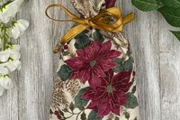 Poinsettia Tarot Bag/ Custom Tarot Pouch/ Keepsake Bag / Drawstring Bag / Oracle Bag / Crystal Bag / Tarot Pouch / Cosmetic Bag
