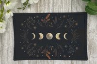 MINI Altar Cloth - Leaves Lunar Phase, Traveling Altar Cloth, Portable Altar Cloth, Small Spaces Altar, Home Office Altar