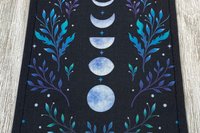 MINI Altar Cloth - Blue Leaves Moon, Traveling Altar Cloth, Portable Altar Cloth, Small Spaces Altar, Home Office Altar