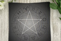 MINI Altar Cloth - Zodiac Pentacle, Tarot Cloth, Traveling Altar Cloth, Portable Altar Cloth, Small Spaces Altar, Home Office Altar