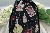Witchy Tarot Bag/ Custom Tarot Pouch/ Keepsake Bag / Drawstring Bag / Oracle Bag / Crystal Bag / Tarot Pouch / Cosmetic Bag