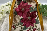 Poinsettia Tarot Bag/ Custom Tarot Pouch/ Keepsake Bag / Drawstring Bag / Oracle Bag / Crystal Bag / Tarot Pouch / Cosmetic Bag