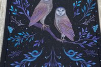 MINI Altar Cloth - Owls, Traveling Altar Cloth, Portable Altar Cloth, Small Spaces Altar, Home Office Altar