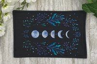 MINI Altar Cloth - Blue Leaves Moon, Traveling Altar Cloth, Portable Altar Cloth, Small Spaces Altar, Home Office Altar
