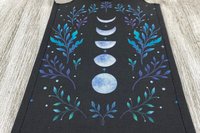 MINI Altar Cloth - Blue Leaves Moon, Traveling Altar Cloth, Portable Altar Cloth, Small Spaces Altar, Home Office Altar