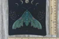 MINI Altar Cloth - Luna Moth Black, Traveling Altar Cloth, Portable Altar Cloth, Small Spaces Altar, Home Office Altar