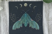MINI Altar Cloth - Luna Moth Black, Traveling Altar Cloth, Portable Altar Cloth, Small Spaces Altar, Home Office Altar