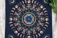 Moon Phase Floral Altar Cloth, Tarot Cloth, Altar Decor, Double Sided Altar Cloth, Wall Hanging, Dice Mat, Centerpiece