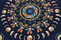 Moon Phase Floral Altar Cloth, Tarot Cloth, Altar Decor, Double Sided Altar Cloth, Wall Hanging, Dice Mat, Centerpiece