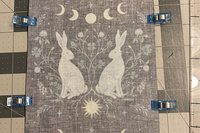 MINI Altar Cloth - Rabbits, Traveling Altar Cloth, Portable Altar Cloth, Small Spaces Altar, Home Office Altar