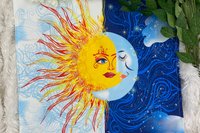 Sun Moon Altar Cloth, Tarot Cloth, Altar Decor, Double Sided Altar Cloth, Wall Hanging, Dice Mat, Centerpiece
