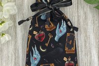 Witchy Eye Raven Tarot Bag/ Custom Tarot Pouch/ Keepsake Bag / Drawstring Bag / Oracle Bag / Crystal Bag / Tarot Pouch / Cosmetic Bag