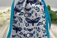 Moth Triple Moon Tarot Bag/ Custom Tarot Pouch/ Keepsake Bag / Drawstring Bag / Oracle Bag / Crystal Bag / Tarot Pouch / Cosmetic Bag