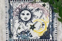 Sun Moon Altar Cloth, Tarot Cloth, Altar Decor, Double Sided Altar Cloth, Wall Hanging, Dice Mat, Centerpiece