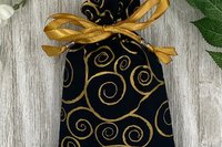 Gold Scrolls Tarot Bag/ Custom Tarot Pouch/ Keepsake Bag / Drawstring Bag / Oracle Bag / Crystal Bag / Tarot Pouch / Cosmetic Bag