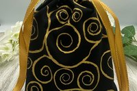 Gold Scrolls Tarot Bag/ Custom Tarot Pouch/ Keepsake Bag / Drawstring Bag / Oracle Bag / Crystal Bag / Tarot Pouch / Cosmetic Bag