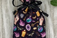 Witchy Crystal Tarot Bag/ Custom Tarot Pouch/ Keepsake Bag / Drawstring Bag / Oracle Bag / Crystal Bag / Tarot Pouch / Cosmetic Bag