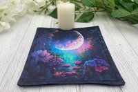 MINI Altar Cloth - Moon Garden, Traveling Altar Cloth, Portable Altar Cloth, Small Spaces Altar, Home Office Altar