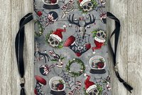 Creepy Christmas Tarot Bag/ Custom Tarot Pouch/ Keepsake Bag / Drawstring Bag / Oracle Bag / Crystal Bag / Tarot Pouch / Cosmetic Bag