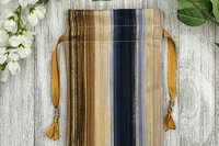 Beachy Stripes Tarot Bag/ Custom Tarot Bag/ Keepsake Bag / Drawstring Bag / Oracle Bag / Jewelry Bag / Crystal Bag / Gift Bag / Tarot Pouch
