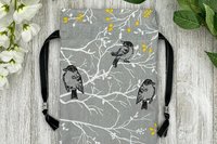 Birds Tarot Bag/ Custom Tarot Bag/ Keepsake Bag / Drawstring Bag / Oracle Bag / Jewelry Bag / Crystal Bag / Gift Bag / Tarot Pouch