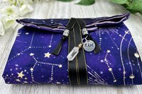 Reversible Silk Lined Tarot Wrap/ Celestial Tarot Wrap / Tarot Supplies / Tarot Deck Storage / Tarot Cloth / Tarot Supplies / Altar