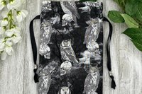 Skull Owl Tarot Bag/ Custom Tarot Pouch/ Keepsake Bag / Drawstring Bag / Oracle Bag / Crystal Bag / Tarot Pouch / Cosmetic Bag