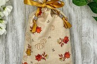 Leaves Pumpkin Tarot Bag/ Custom Tarot Pouch/ Keepsake Bag / Drawstring Bag / Oracle Bag / Crystal Bag / Tarot Pouch / Cosmetic Bag