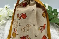 Leaves Pumpkin Tarot Bag/ Custom Tarot Pouch/ Keepsake Bag / Drawstring Bag / Oracle Bag / Crystal Bag / Tarot Pouch / Cosmetic Bag