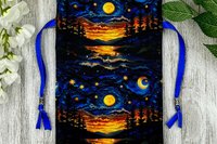 Moon Scene Tarot Bag/ Custom Tarot Pouch/ Keepsake Bag / Drawstring Bag / Oracle Bag / Crystal Bag / Tarot Pouch / Cosmetic Bag