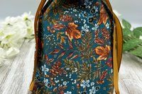 Floral Leaves Tarot Bag/ Custom Tarot bag/ Keepsake Bag / Drawstring Bag / Oracle Bag / Crystal Bag / Gift Bag / Tarot Pouch / Cosmetic Bag